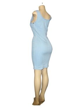 Light Blue Ribbed Tank Bodycon Dress
